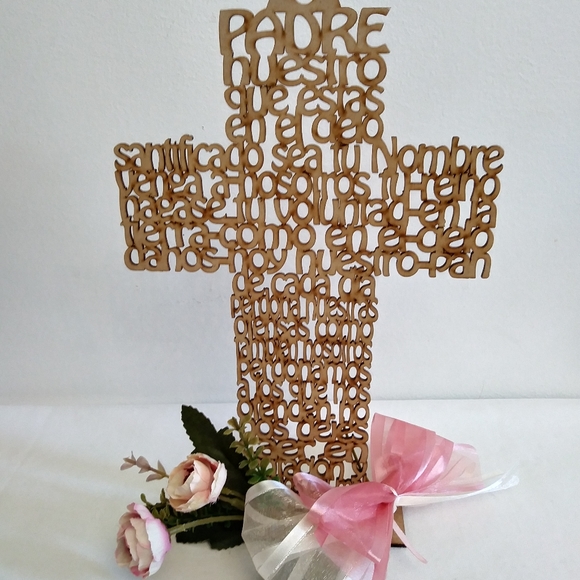 Cruz Padre Nuestro Centro de mesa Bautizo, Primera Comunión Cross Holy communion - Picture 8 of 13